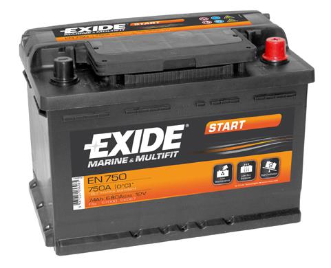 Exide EN750 Battery Exide Start 12V 74AH 680A(EN) R+ EN750