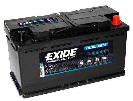 Exide EP800 Battery Exide Dual AGM 12V 92AH 850A(EN) R+ EP800