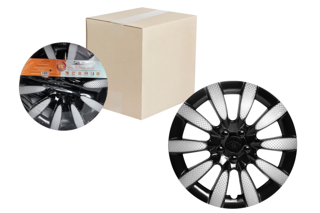 Airline AWCC-13-10 Wheel cover Airline AWCC-13-10 DIA: 13 Color:Silver BlackColor effect: Carbon Items:2 pc. AWCC1310