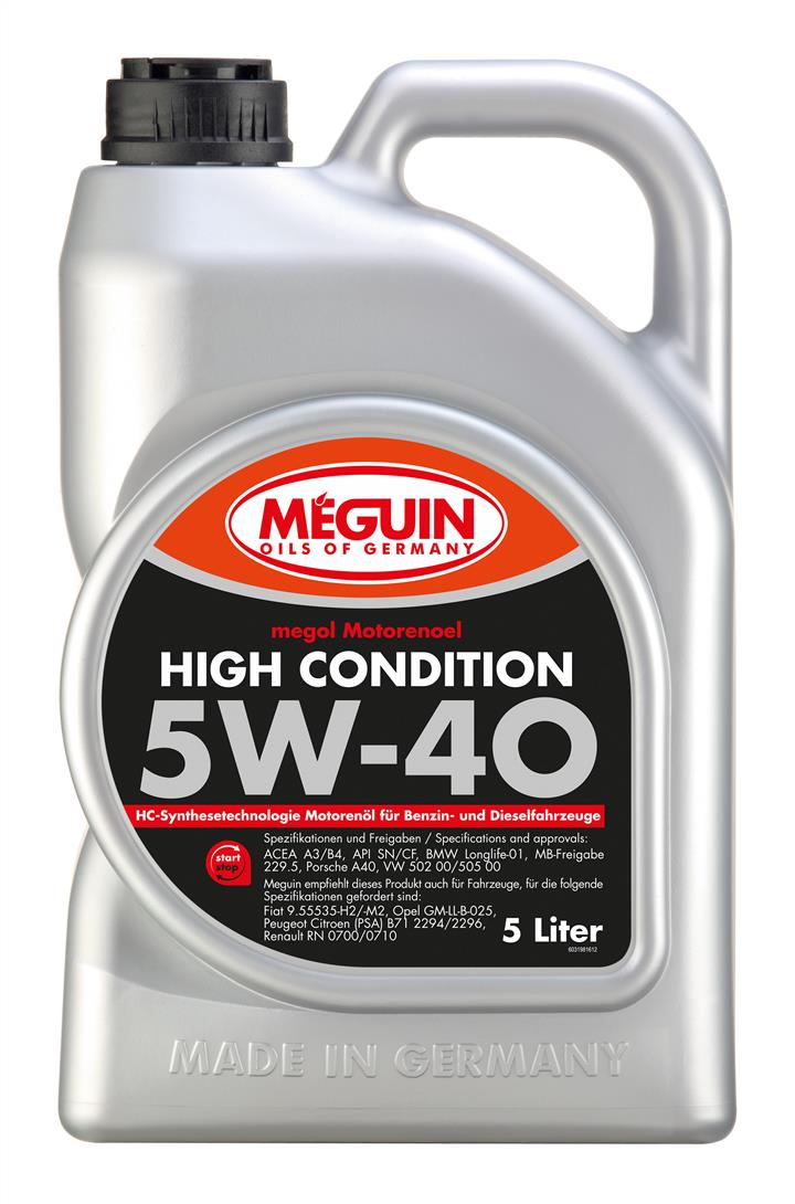 Meguin 3198 Engine oil Meguin High Condition 5W-40, 5L 3198