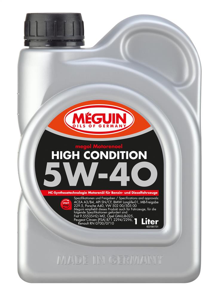 Meguin 3199 Engine oil Meguin High Condition 5W-40, 1L 3199