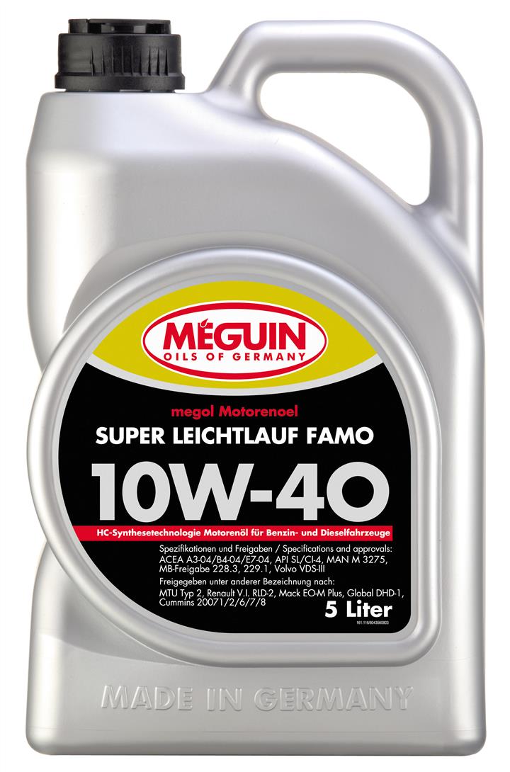 Meguin 4356 Engine oil Megun SUPER LL FAMO 10W-40, API SL/CI-4, ACEA A3/B4/E7, 5L 4356