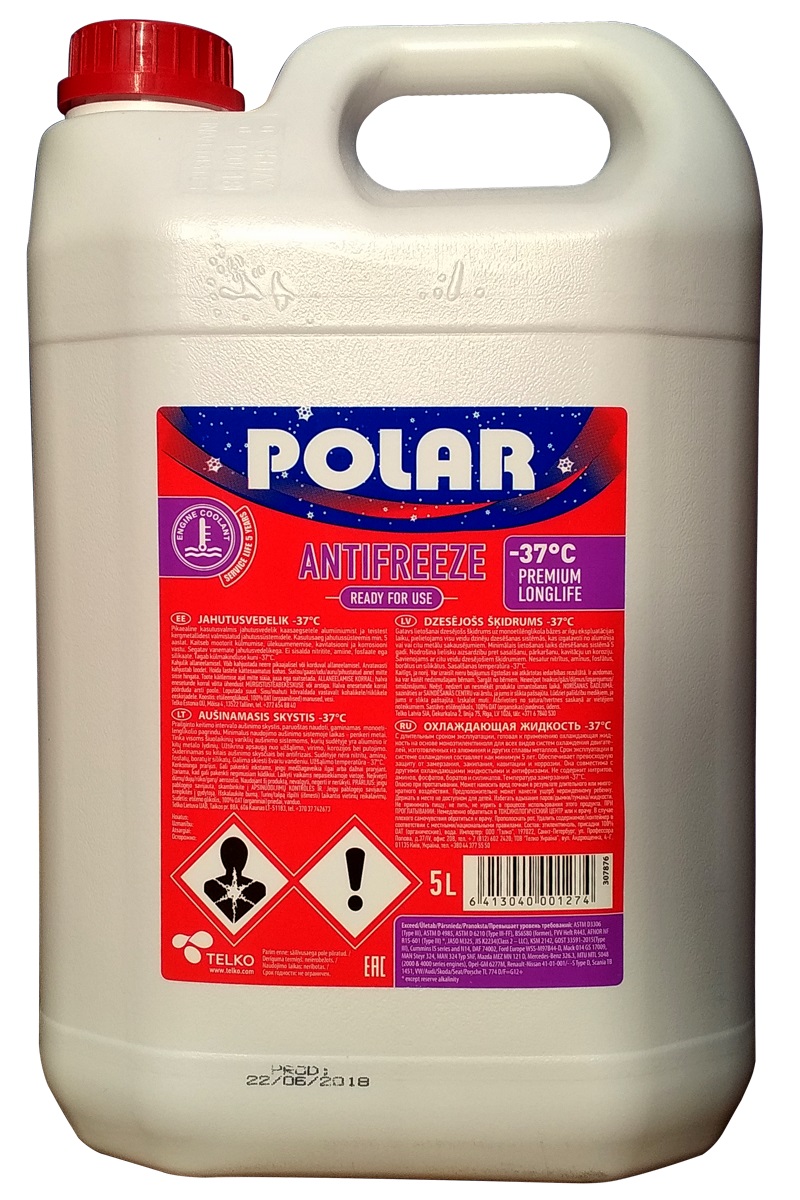 Polar K201213 Antifreeze Polar Premium Longlife G12 red,ready to use -37, 5L K201213