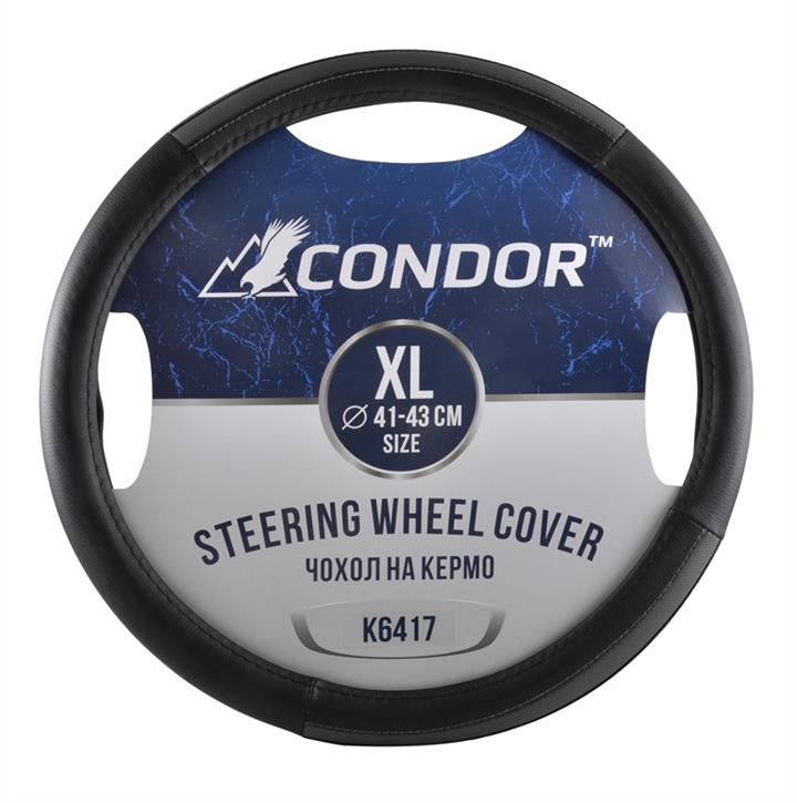 Condor K6417 Steering wheel coverl XL (41-43cm) black with grey K6417