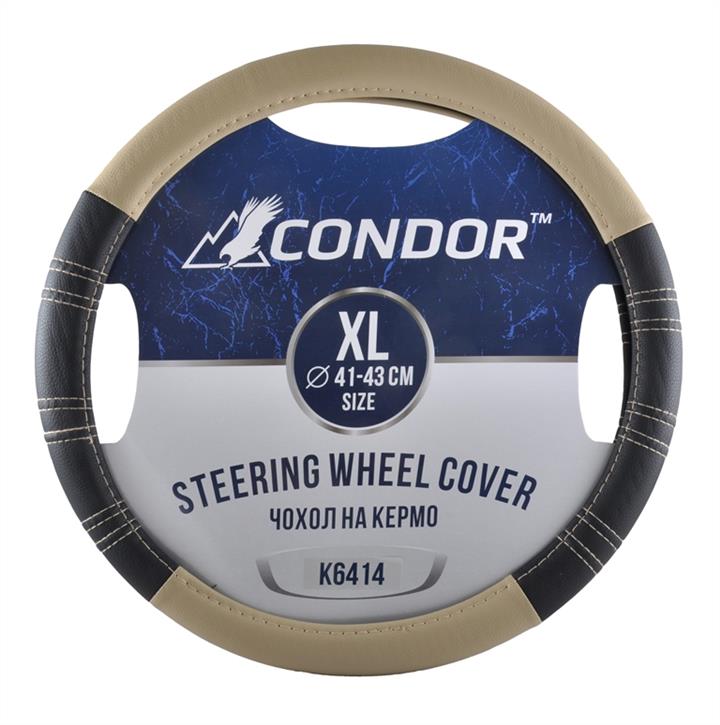 Condor K6414 Steering wheel coverl XL (41-43cm) black with beige K6414