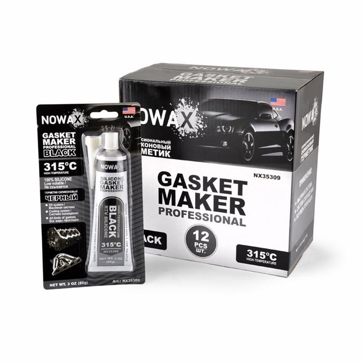 Nowax NX35309 Gasket maker, silicone, high temperature, black, 85 g NX35309