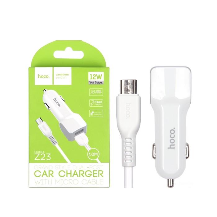 Hoco 18202 Car Charger Hoco Z23 2USB + Cable microUSB 18202