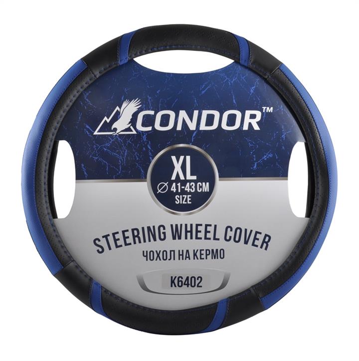 Condor K6402 Steering wheel coverl XL (41-43cm) black with blue K6402