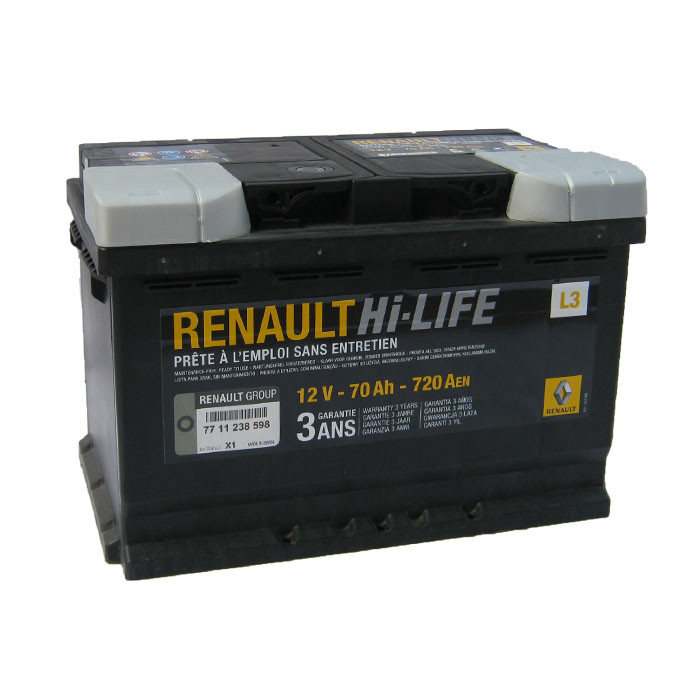 Renault 77 11 238 598 Battery Renault 12V 70AH 720A(EN) R+ 7711238598