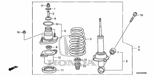 Honda 52610-SXS-A14 Shock Absorber Assembly, R Rear 52610SXSA14