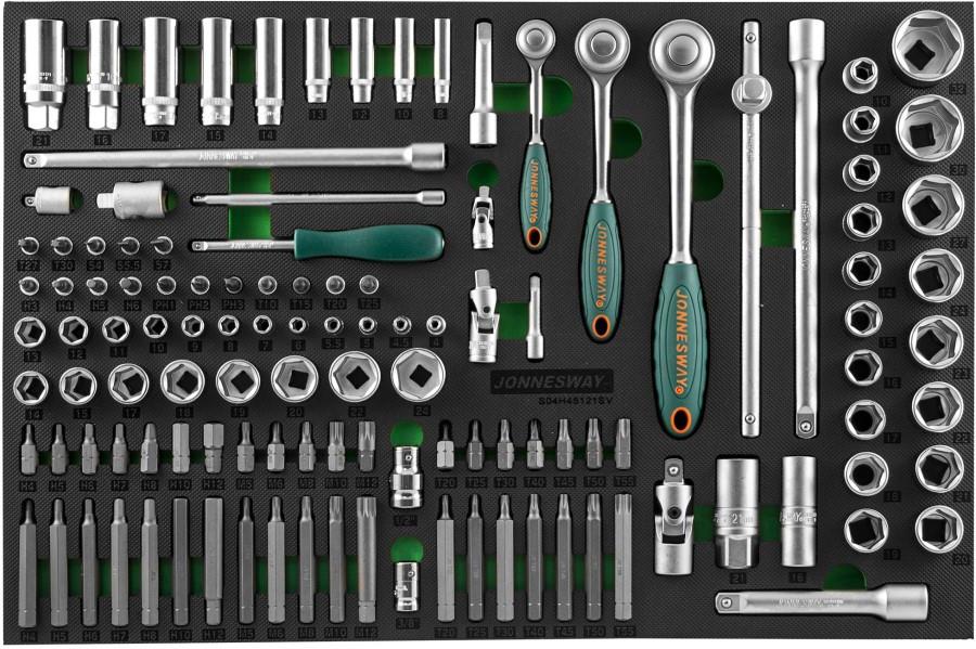 Jonnesway S04H45121SV Tool kit 121 unit, 1/4 ", 3/8", 1/2 "DR Heads, bits, and accessories S04H45121SV