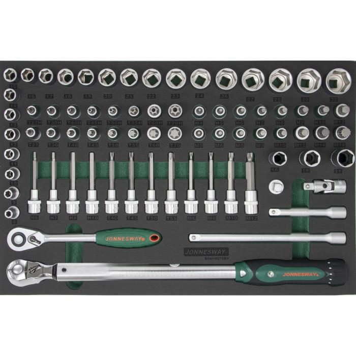 Jonnesway S04H4075SV Tool kit 75 units, 1/2 "DR Heads and accessories, torque wrench. S04H4075SV