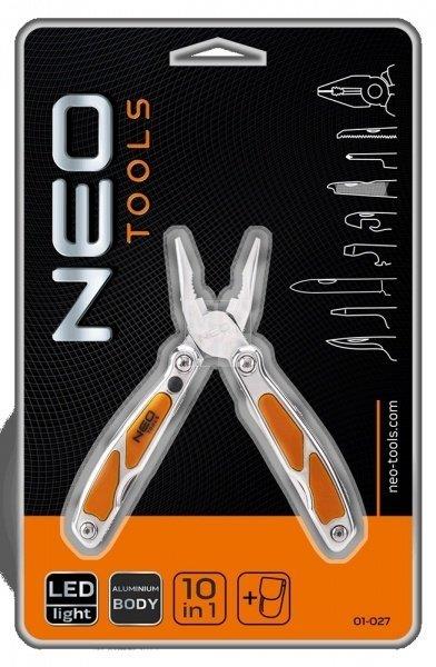 Neo Tools 01-027 Multi-tool, mini, 10 elements, with LED flashlight 01027