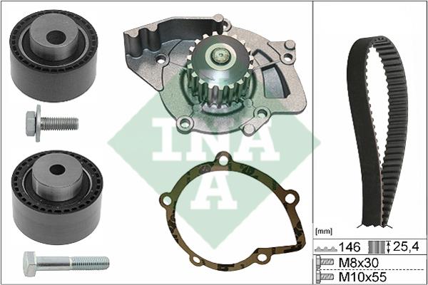 INA 530 0446 31 TIMING BELT KIT WITH WATER PUMP 530044631