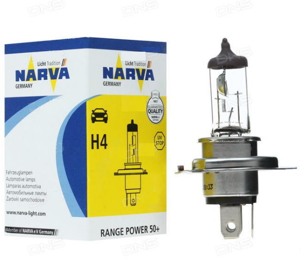 Narva 488613000 Halogen lamp Narva Rangepower  +50% 12V H4 60/55W +50% 488613000