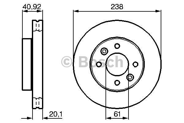 Bosch Front vented brake disc – price 115 PLN