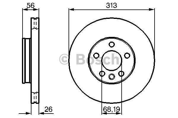 Front brake disc ventilated Bosch 0 986 478 296