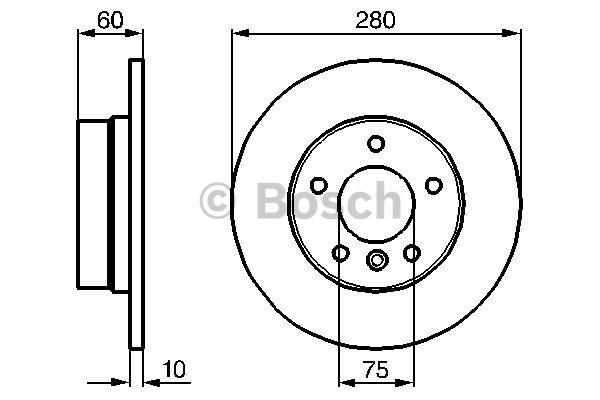 Rear brake disc, non-ventilated Bosch 0 986 478 561