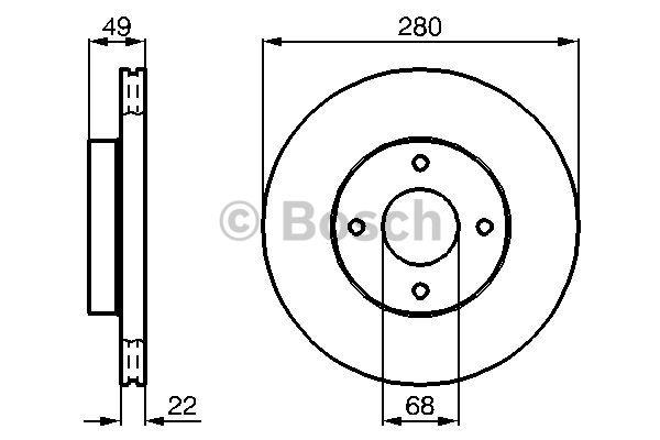 Front vented brake disc Bosch 0 986 478 728