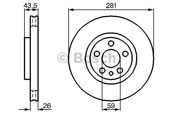 Front brake disc ventilated Bosch 0 986 478 812