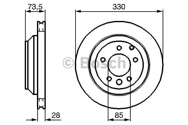 Rear vented brake disc Bosch 0 986 479 095