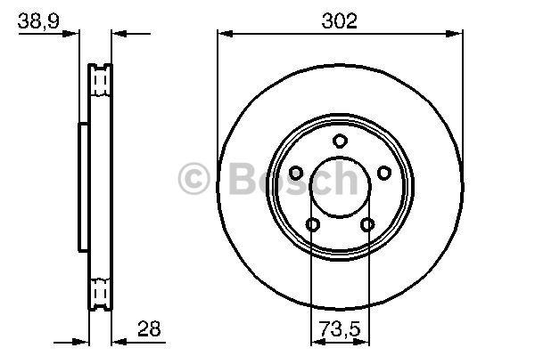 Front brake disc ventilated Bosch 0 986 479 117