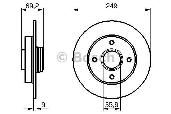 Rear solid brake disc Bosch 0 986 479 255