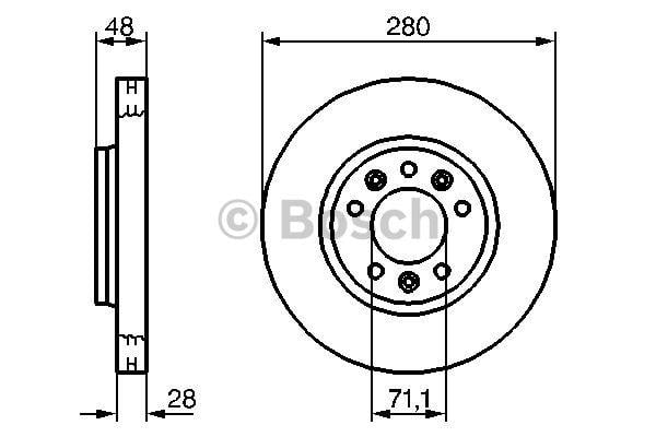 Front vented brake disc Bosch 0 986 479 266
