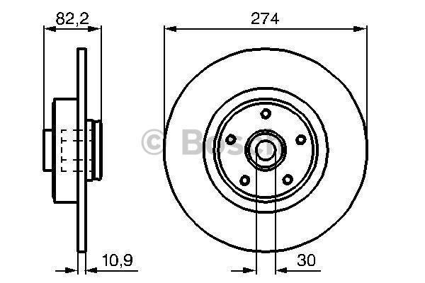 Rear brake disc, non-ventilated Bosch 0 986 479 273