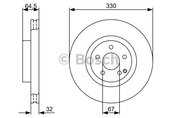 Bosch Front brake disc ventilated – price 224 PLN