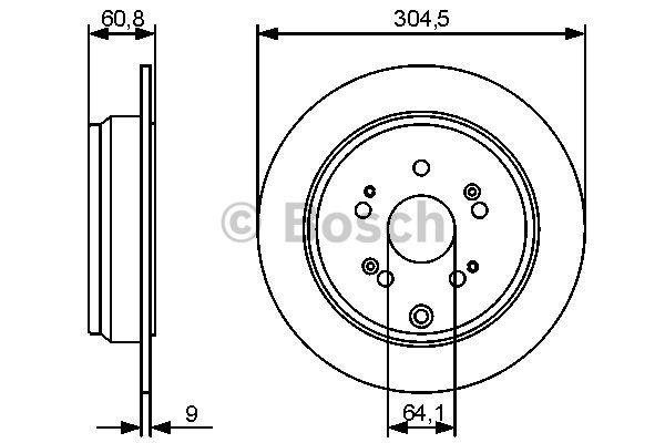 Bosch Rear brake disc, non-ventilated – price 146 PLN