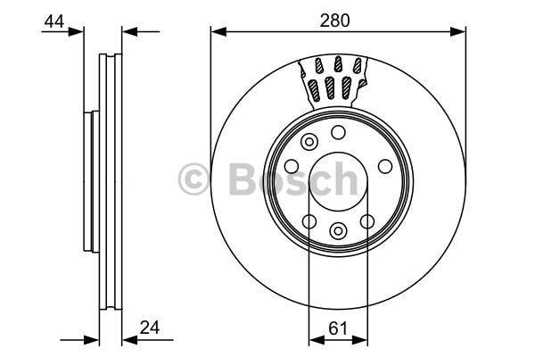 Front vented brake disc Bosch 0 986 479 555