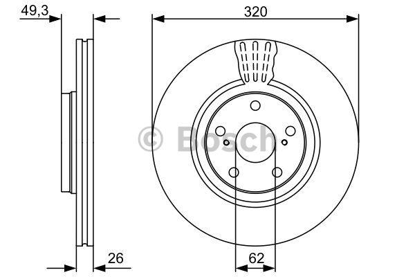 Bosch Front vented brake disc – price 241 PLN