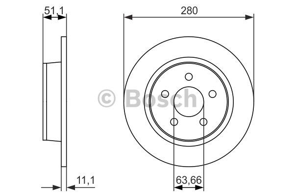 Bosch Rear brake disc, non-ventilated – price 154 PLN