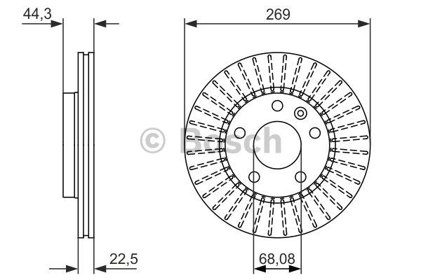 Front vented brake disc Bosch 0 986 479 779