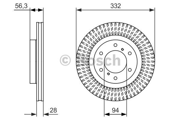 Front vented brake disc Bosch 0 986 479 782