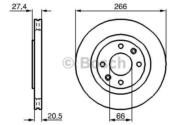 Front brake disc ventilated Bosch 0 986 479 B27