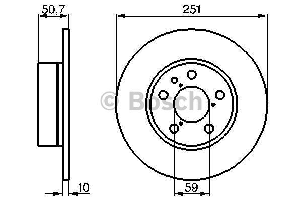 Rear brake disc, non-ventilated Bosch 0 986 479 B31