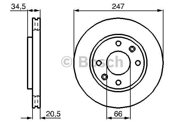Front brake disc ventilated Bosch 0 986 479 B32