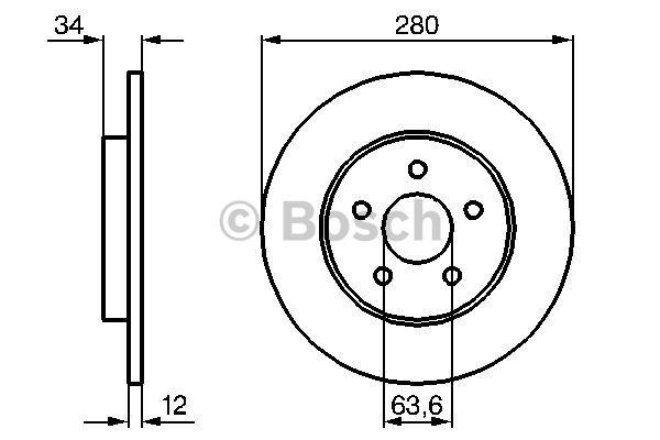 Rear brake disc, non-ventilated Bosch 0 986 479 B65