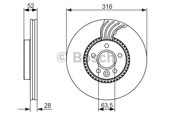 Front brake disc ventilated Bosch 0 986 479 C19