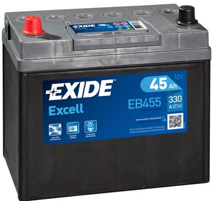 Exide EB455 Battery Exide Excell 12V 45AH 330A(EN) L+ EB455