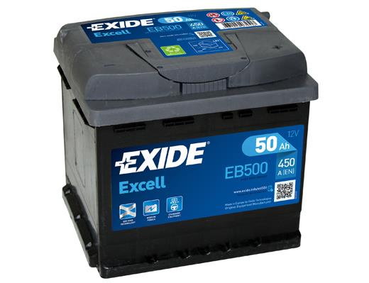 Exide EB500 Battery Exide Excell 12V 50AH 450A(EN) R+ EB500