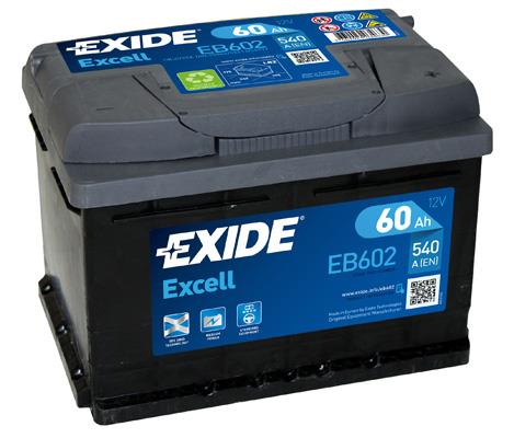 Exide EB602 Battery Exide Excell 12V 60AH 520A(EN) R+ EB602