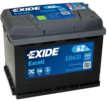 Exide EB620 Battery Exide Excell 12V 62AH 540A(EN) R+ EB620