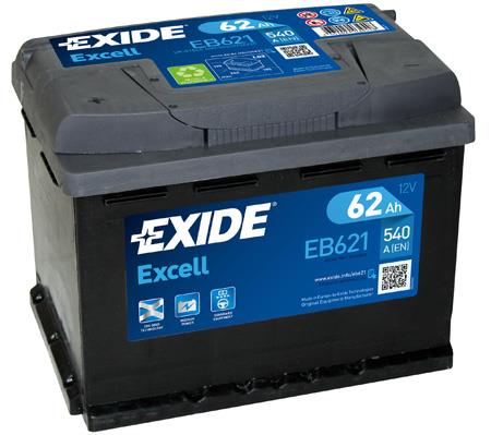 Exide EB621 Battery Exide Excell 12V 62AH 540A(EN) L+ EB621