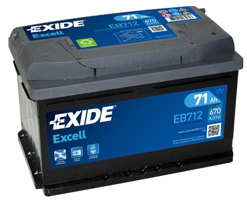 Exide EB712 Battery Exide Excell 12V 71AH 670A(EN) R+ EB712