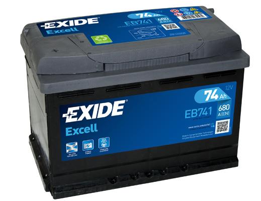 Exide EB741 Battery Exide Excell 12V 74AH 680A(EN) L+ EB741