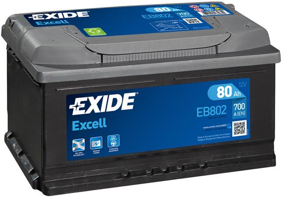 Exide EB802 Battery Exide Excell 12V 80AH 700A(EN) R+ EB802