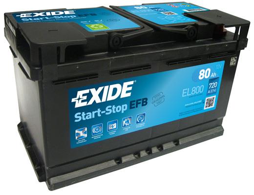 Exide EL800 Battery Exide Start-Stop EFB 12V 80AH 720A(EN) R+ EL800